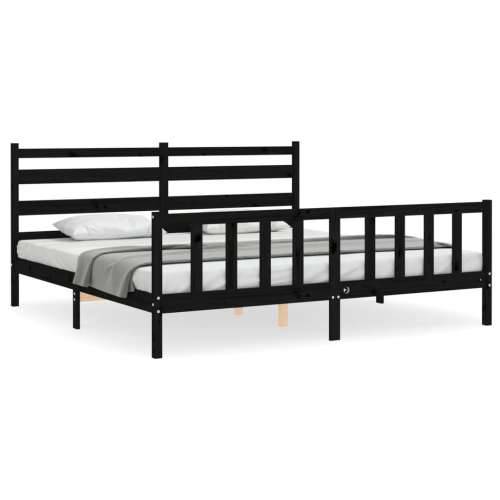 Okvir za krevet s uzglavljem crni 200 x 200 cm od masivnog drva - Crna 200 x 200 cm Cijena