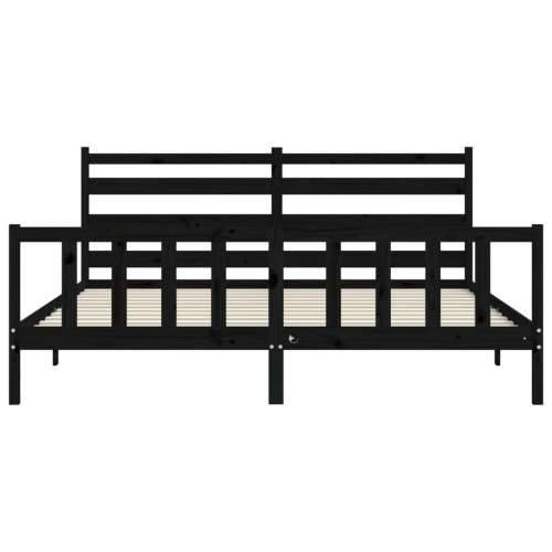 Okvir za krevet s uzglavljem crni 200 x 200 cm od masivnog drva - Crna 200 x 200 cm Cijena