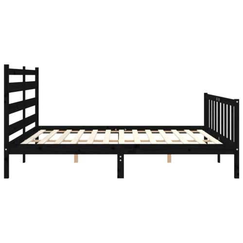 Okvir za krevet s uzglavljem crni 200 x 200 cm od masivnog drva - Crna 200 x 200 cm Cijena