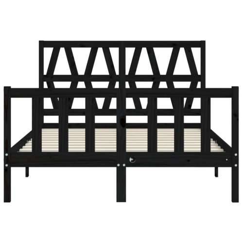 Okvir kreveta s uzglavljem crni 140 x 190 cm od masivnog drva - Crna 140 x 190 cm Cijena