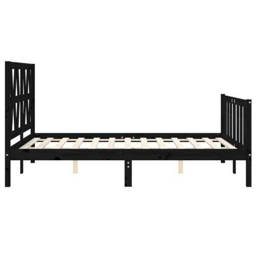 Okvir kreveta s uzglavljem crni 140 x 190 cm od masivnog drva - Crna 140 x 190 cm Cijena