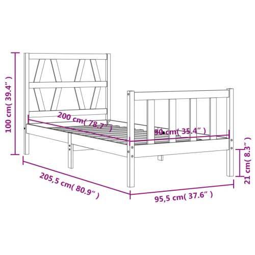 Okvir kreveta bez madraca 90 x 200 cm od masivne borovine - Prirodna 90 x 200 cm Cijena
