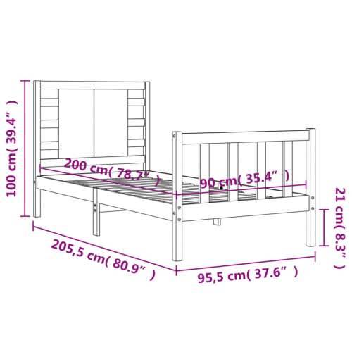 Okvir kreveta bez madraca 90 x 200 cm od masivne borovine - Prirodna 90 x 200 cm Cijena