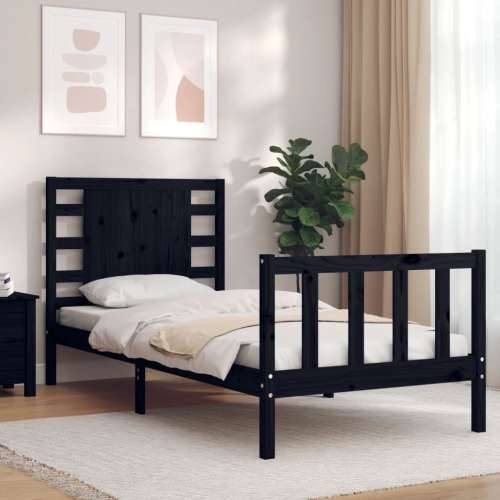 Okvir za krevet s uzglavljem crna 100x200 cm od masivnog drva - Crna 100 x 200 cm Cijena