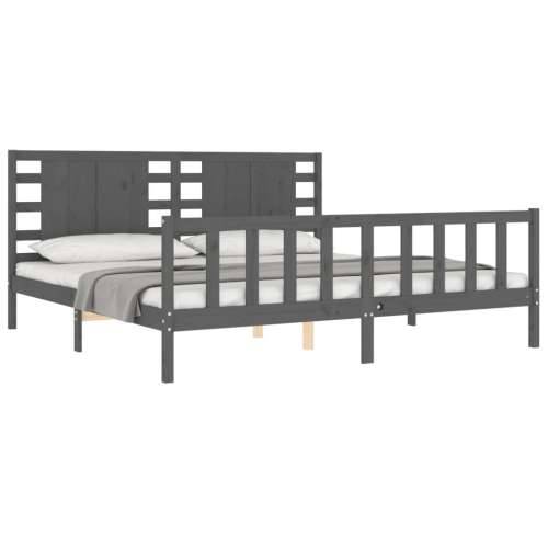 Okvir za krevet s uzglavljem sivi 200 x 200 cm od masivnog drva - Siva 200 x 200 cm Cijena