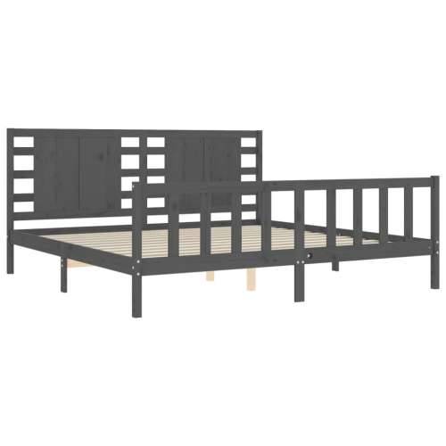 Okvir za krevet s uzglavljem sivi 200 x 200 cm od masivnog drva - Siva 200 x 200 cm Cijena