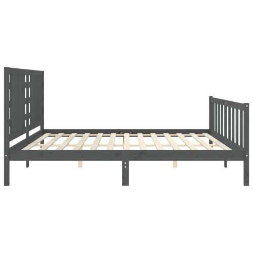 Okvir za krevet s uzglavljem sivi 200 x 200 cm od masivnog drva - Siva 200 x 200 cm Cijena