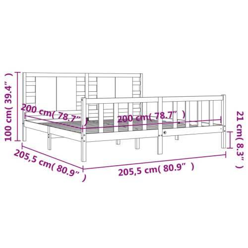 Okvir za krevet s uzglavljem sivi 200 x 200 cm od masivnog drva - Siva 200 x 200 cm Cijena