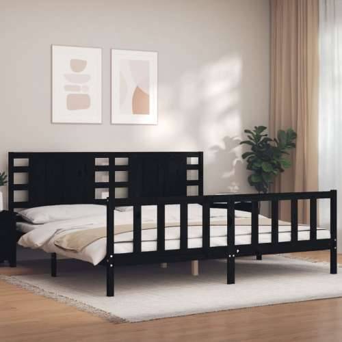 Okvir za krevet s uzglavljem crni 200 x 200 cm od masivnog drva - Crna 200 x 200 cm Cijena