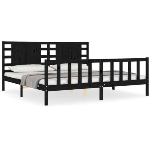 Okvir za krevet s uzglavljem crni 200 x 200 cm od masivnog drva - Crna 200 x 200 cm Cijena