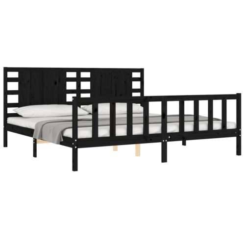 Okvir za krevet s uzglavljem crni 200 x 200 cm od masivnog drva - Crna 200 x 200 cm Cijena