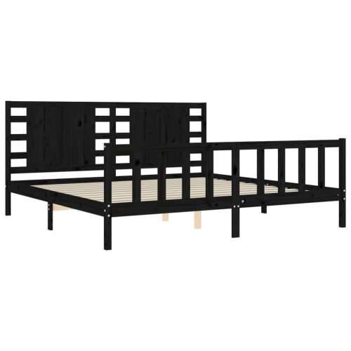 Okvir za krevet s uzglavljem crni 200 x 200 cm od masivnog drva - Crna 200 x 200 cm Cijena