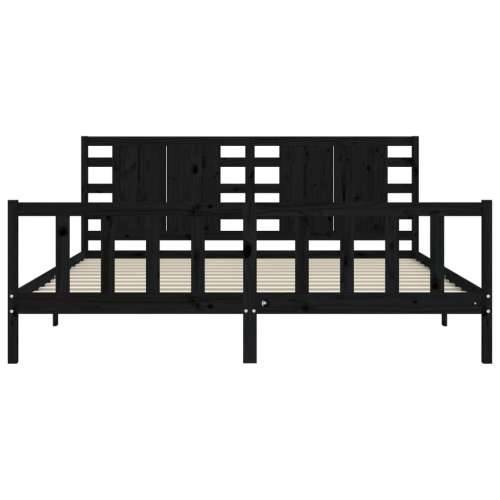 Okvir za krevet s uzglavljem crni 200 x 200 cm od masivnog drva - Crna 200 x 200 cm Cijena