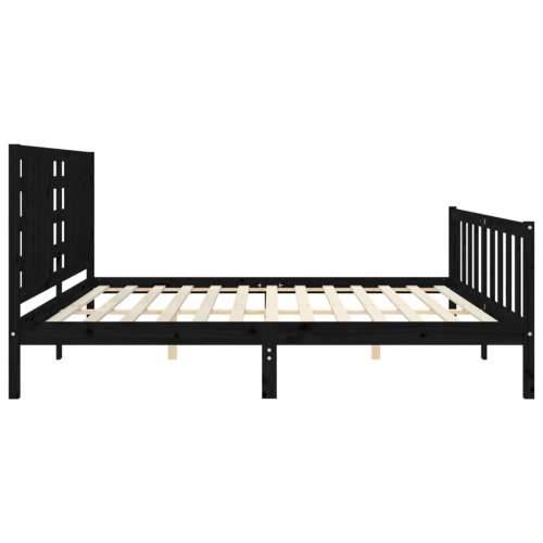Okvir za krevet s uzglavljem crni 200 x 200 cm od masivnog drva - Crna 200 x 200 cm Cijena