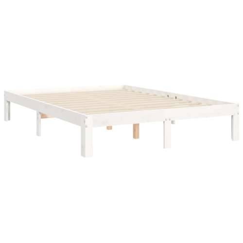 Okvir kreveta s uzglavljem bijeli bračni od masivnog drva - Bijela 135 x 190 cm Cijena