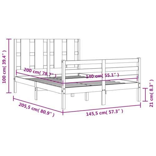Okvir za krevet s uzglavljem bijeli 140x200 cm od masivnog drva - Bijela 140 x 200 cm Cijena