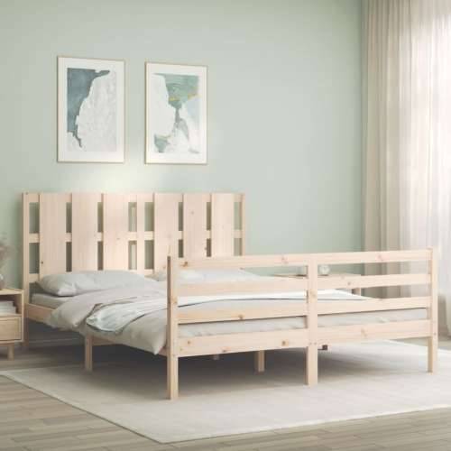 Okvir kreveta s uzglavljem 160 x 200 cm od masivnog drva - Prirodna 160 x 200 cm Cijena