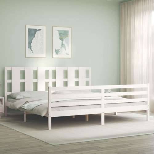 Okvir za krevet s uzglavljem bijeli 200x200 cm od masivnog drva - Bijela 200 x 200 cm Cijena
