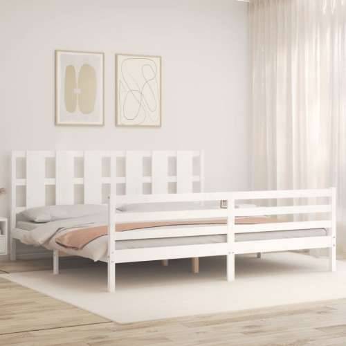 Okvir za krevet s uzglavljem bijeli 200x200 cm od masivnog drva - Bijela 200 x 200 cm Cijena