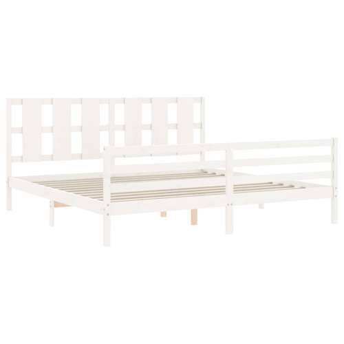 Okvir za krevet s uzglavljem bijeli 200x200 cm od masivnog drva - Bijela 200 x 200 cm Cijena