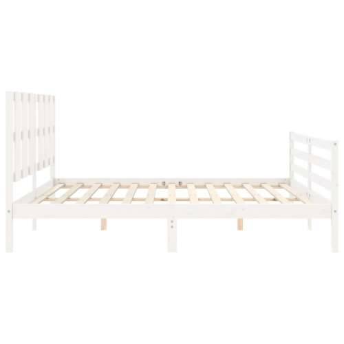 Okvir za krevet s uzglavljem bijeli 200x200 cm od masivnog drva - Bijela 200 x 200 cm Cijena
