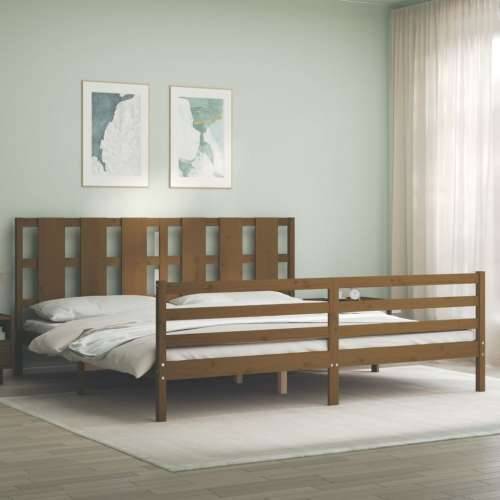 Okvir kreveta s uzglavljem boja meda 200x200cm od masivnog drva - boja meda 200 x 200 cm Cijena