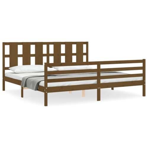 Okvir kreveta s uzglavljem boja meda 200x200cm od masivnog drva - boja meda 200 x 200 cm Cijena
