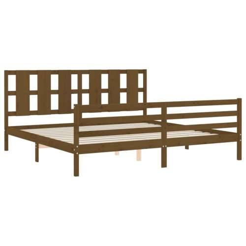 Okvir kreveta s uzglavljem boja meda 200x200cm od masivnog drva - boja meda 200 x 200 cm Cijena