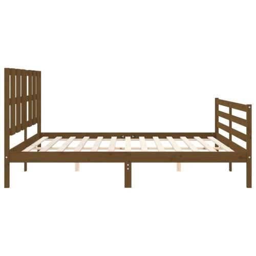 Okvir kreveta s uzglavljem boja meda 200x200cm od masivnog drva - boja meda 200 x 200 cm Cijena