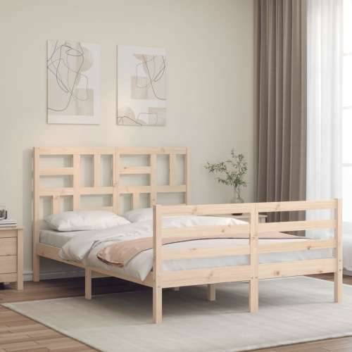 Okvir za krevet s uzglavljem 140x200 cm od masivnog drva - Prirodna 140 x 200 cm Cijena