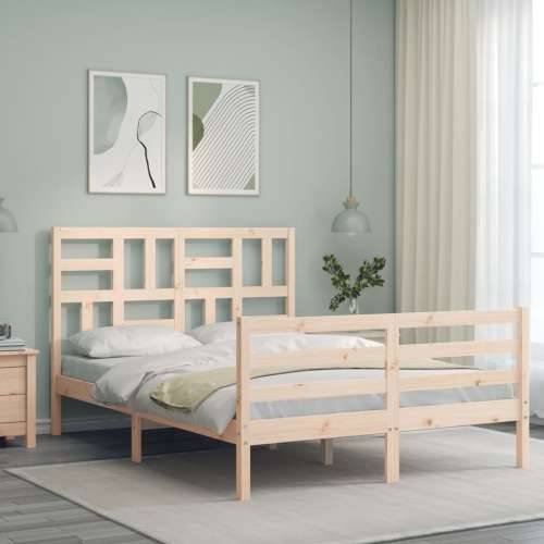 Okvir za krevet s uzglavljem 140x200 cm od masivnog drva - Prirodna 140 x 200 cm Cijena
