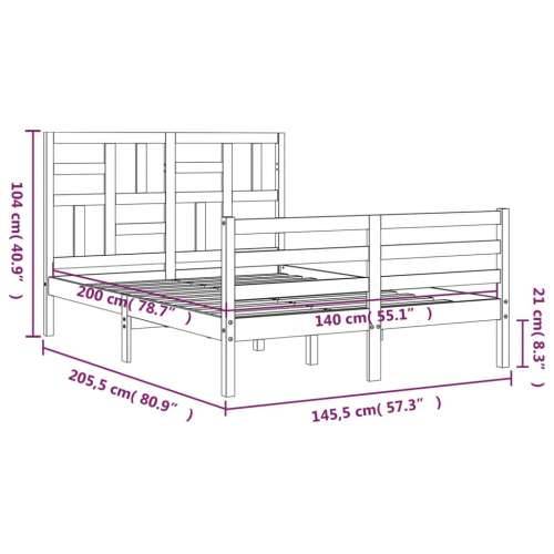 Okvir za krevet s uzglavljem 140x200 cm od masivnog drva - Prirodna 140 x 200 cm Cijena
