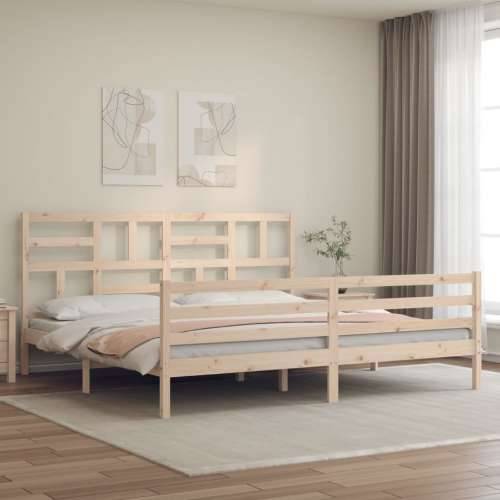 Okvir kreveta s uzglavljem 200 x 200 cm od masivnog drva - Prirodna 200 x 200 cm Cijena