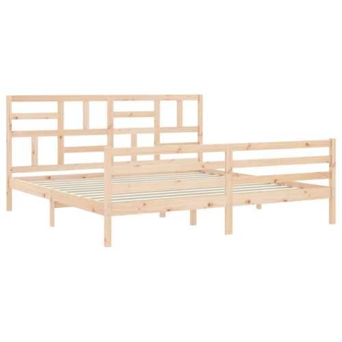 Okvir kreveta s uzglavljem 200 x 200 cm od masivnog drva - Prirodna 200 x 200 cm Cijena