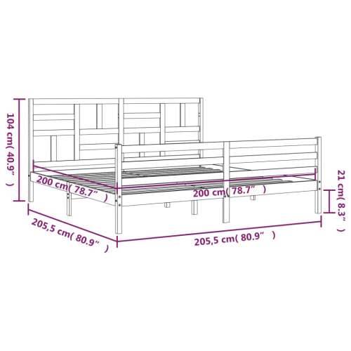 Okvir kreveta s uzglavljem 200 x 200 cm od masivnog drva - Prirodna 200 x 200 cm Cijena