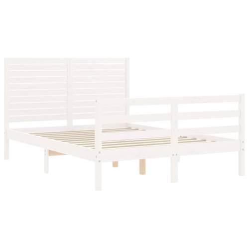 Okvir kreveta s uzglavljem bijeli 120 x 200 cm od masivnog drva - Bijela 120 x 200 cm Cijena