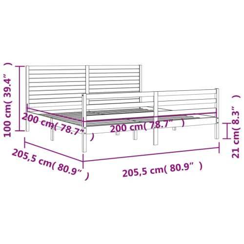 Okvir kreveta s uzglavljem 200 x 200 cm od masivnog drva - Prirodna 200 x 200 cm Cijena
