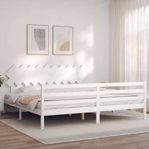 Okvir za krevet s uzglavljem bijeli 200x200 cm od masivnog drva - Bijela 200 x 200 cm Cijena