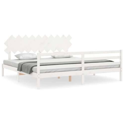 Okvir za krevet s uzglavljem bijeli 200x200 cm od masivnog drva - Bijela 200 x 200 cm Cijena