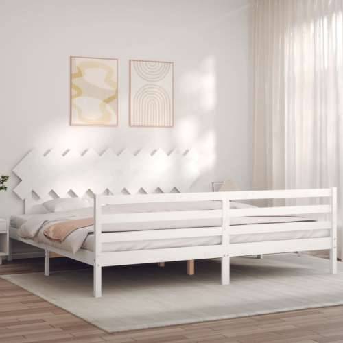 Okvir za krevet s uzglavljem bijeli 200x200 cm od masivnog drva - Bijela 200 x 200 cm Cijena