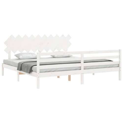 Okvir za krevet s uzglavljem bijeli 200x200 cm od masivnog drva - Bijela 200 x 200 cm Cijena