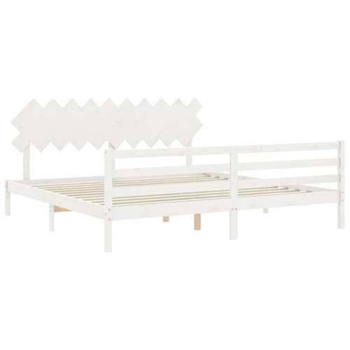 Okvir za krevet s uzglavljem bijeli 200x200 cm od masivnog drva - Bijela 200 x 200 cm Cijena