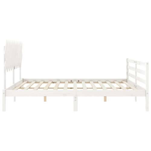 Okvir za krevet s uzglavljem bijeli 200x200 cm od masivnog drva - Bijela 200 x 200 cm Cijena