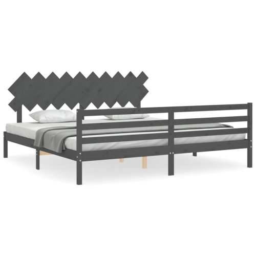 Okvir za krevet s uzglavljem sivi 200 x 200 cm od masivnog drva Cijena
