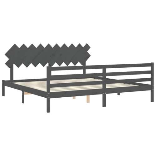 Okvir za krevet s uzglavljem sivi 200 x 200 cm od masivnog drva - Siva 200 x 200 cm Cijena