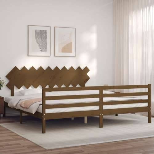 Okvir kreveta s uzglavljem boja meda 200x200cm od masivnog drva - boja meda 200 x 200 cm Cijena