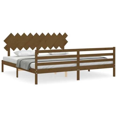 Okvir kreveta s uzglavljem boja meda 200x200cm od masivnog drva - boja meda 200 x 200 cm Cijena