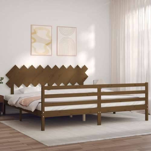Okvir kreveta s uzglavljem boja meda 200x200cm od masivnog drva - boja meda 200 x 200 cm Cijena