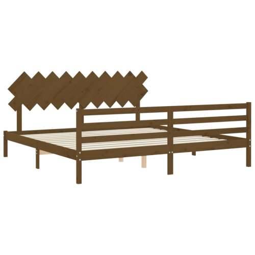 Okvir kreveta s uzglavljem boja meda 200x200cm od masivnog drva - boja meda 200 x 200 cm Cijena
