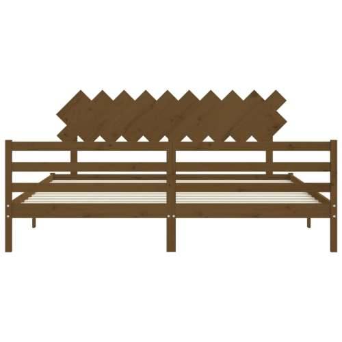 Okvir kreveta s uzglavljem boja meda 200x200cm od masivnog drva - boja meda 200 x 200 cm Cijena
